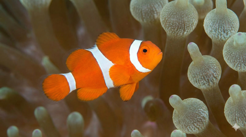 Um peixe-palha&ccedil;o jovem com m&uacute;ltiplas listras, sinal de sua posi&ccedil;&atilde;o subordinada na hierarquia / IA