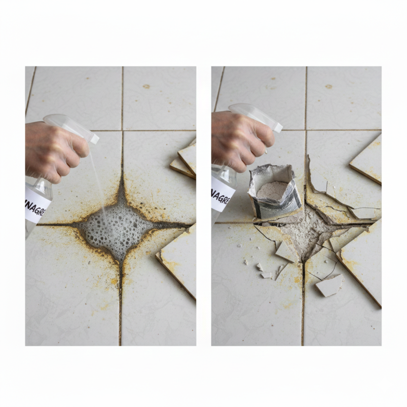 Vinagre estraga o rejunte e o piso / IA