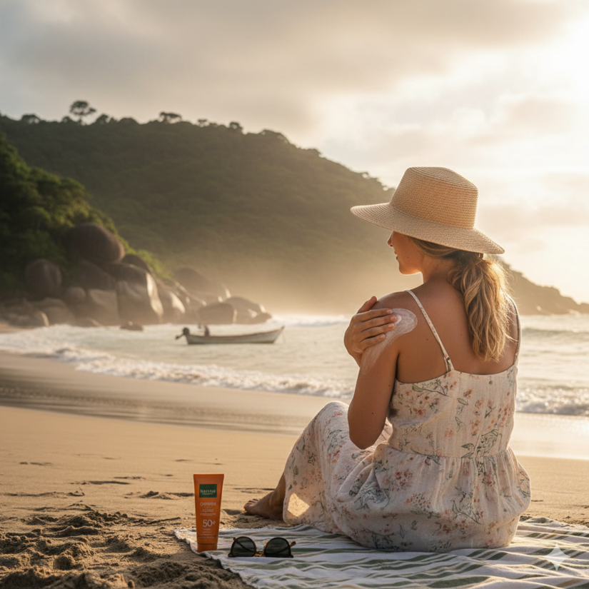Passe protetor solar mesmo que não estava vendo o sol brilhar / IA