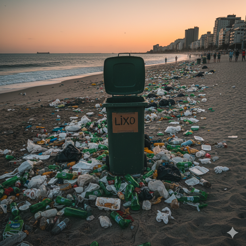 Mais lixo jogado e a falta de educação visível / IA