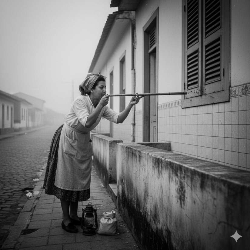 O despertador humano: um sopro e uma pedrinha na janela para acordar / IA