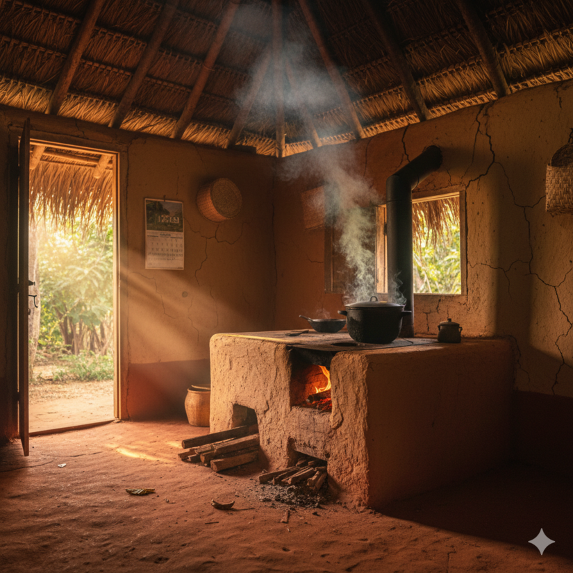 A comida é cuidadosamente preparada em um fogão a lenha / Gemini