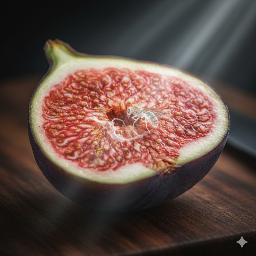 A famosa 'vespa-do-figo' sendo digerida pela flor figo / Imagem ilustrativa - IA