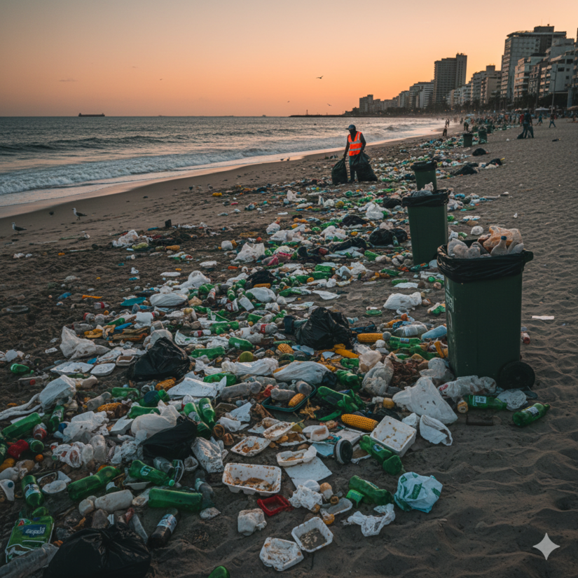 Com o carnaval se aproximando, esse deve ser o cenário nas praias da região / IA