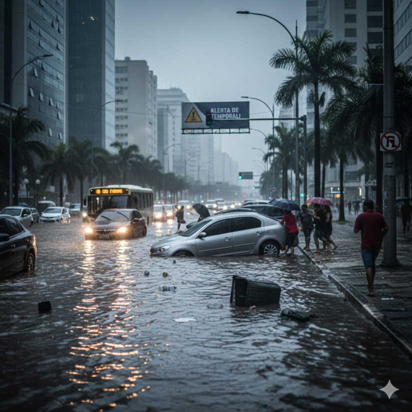 Nunca enfrente um alagamento com seu veículos; sua vida vale muito mais / IA