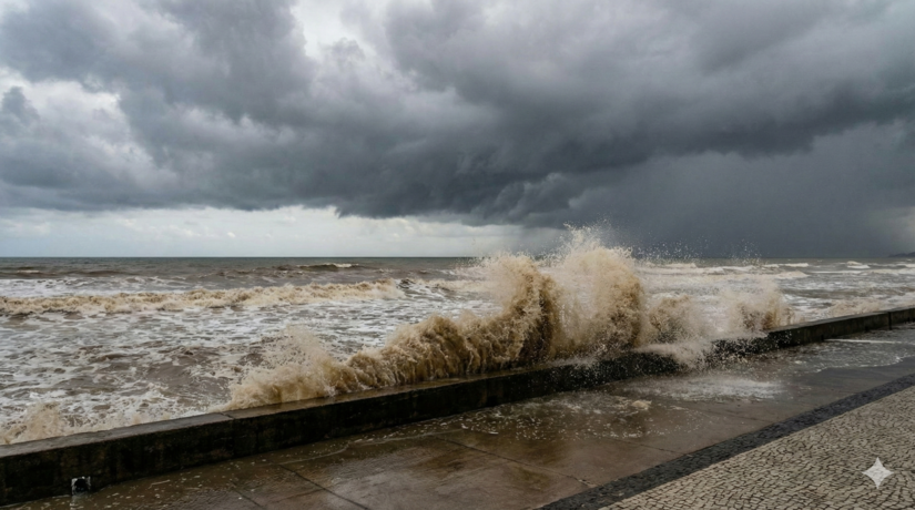 Mar agitado e risco de ressaca no litoral de S&atilde;o Paulo / IA