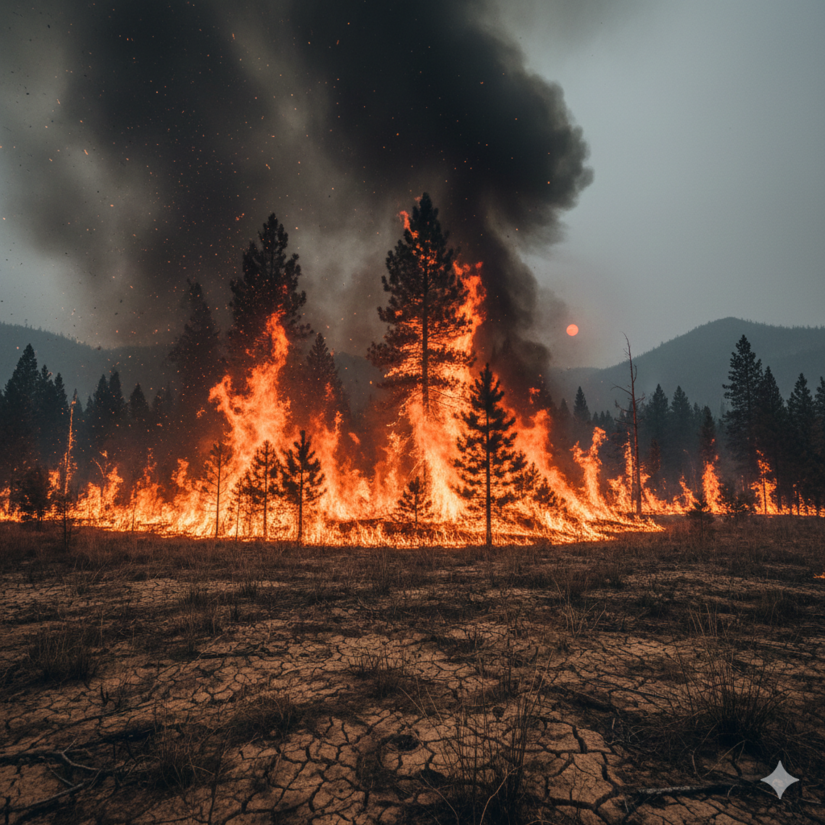 As florestas e bosques viveriam em chamas / IA