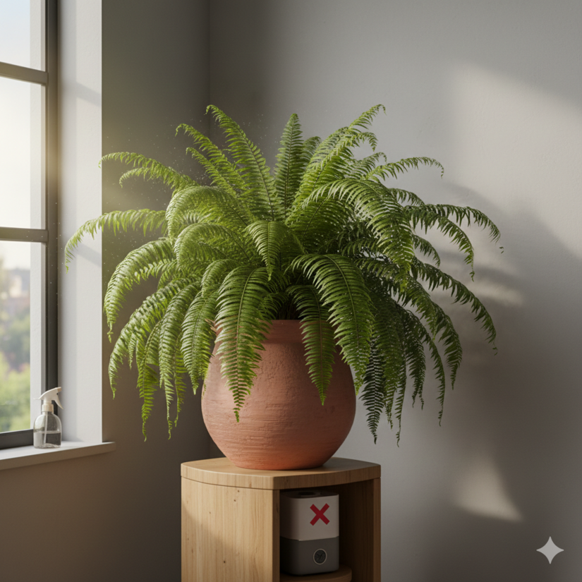 A Samambaia-de-Boston opera um verdadeiro milagre contra umidade e mofo / IA