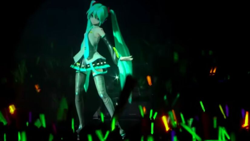 A cantora virtual japonesa Hatsune Miku se apresenta para milhares de fãs em um show lotado, provando que tecnologia e música podem dividir o mesmo palco. Captura de tela/YouTube/Hatsune Miku