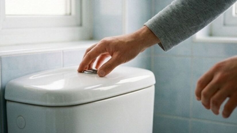 Com o fundo cortado e a tampa mantida, a garrafa também pode funcionar como bomba manual improvisada para desentupir o vaso em situações emergenciais. Imagem ilustrativa/Gemini