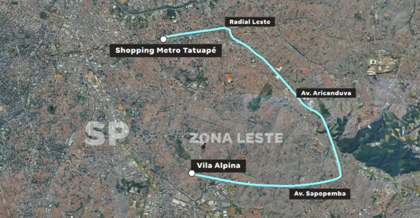 Balanço Geral mostrou o trajeto que a mulher faria / Youtube