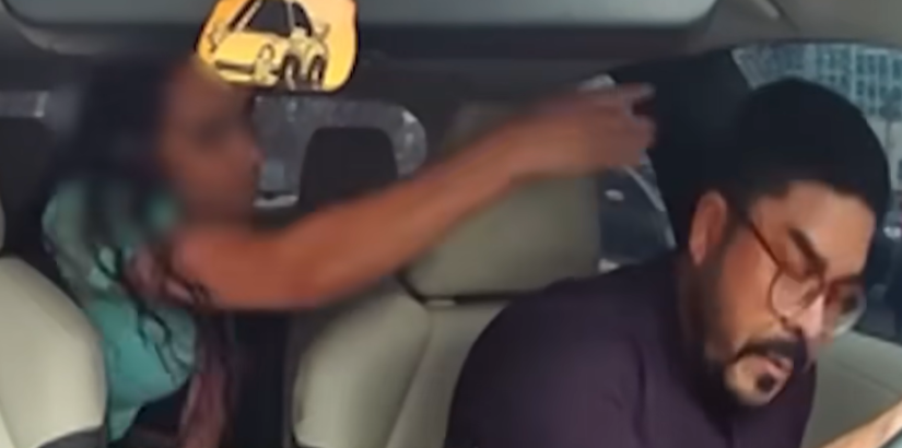 As câmeras de monitoramento do carro registraram as agressões; mulher ainda o chama de "xarope" / Youtube