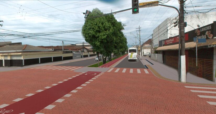 Avenida Capitão Mor Aguiar ganhará calçadas padronizadas em ambos os lados, ciclovia no canteiro central e rampas de acessibilidade (Divulgação/PMSV)