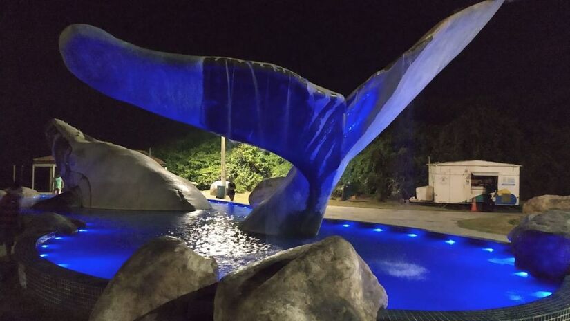 A Praça da Baleia abriga uma escultura de jubarte com cerca de 20 metros, um dos principais cartões-postais da cidade /PMRO