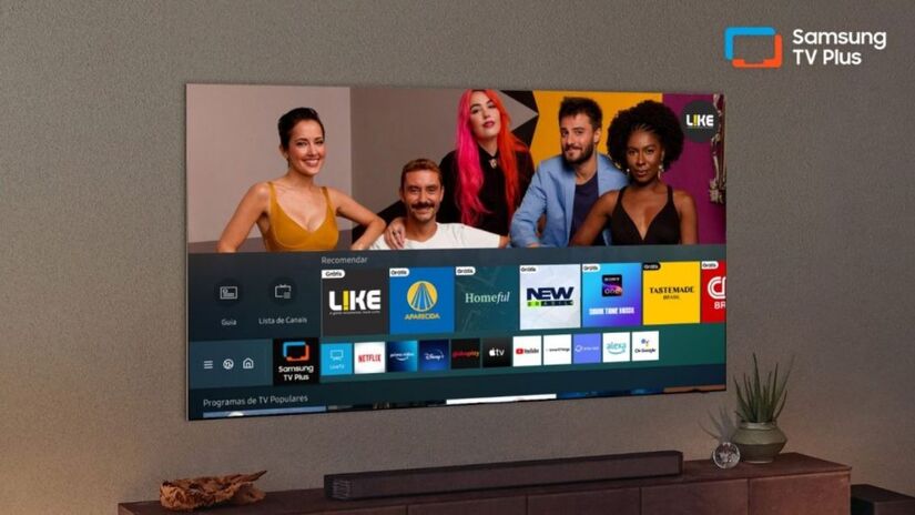 Entretanto, os canais s&oacute; podem ser acessados se o aparelho estiver conectado &agrave; internet e se o usu&aacute;rio tiver uma conta Samsung gratuita logada na televis&atilde;o (Samsung/Divulga&ccedil;&atilde;o)