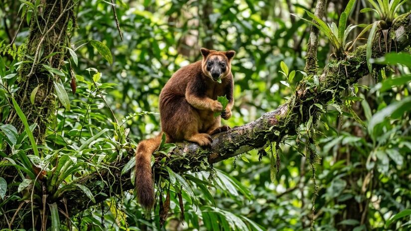 Espécie vive principalmente nas copas das árvores nas florestas da Nova Guiné/Flow