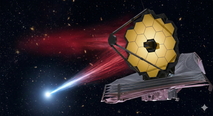 A luz viaja 13,5 bi de anos até o James Webb / IA