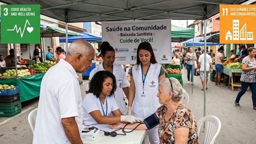 Santos integra iniciativas locais alinhadas à Agenda 2030 da Organização das Nações Unidas, com ações que conectam sustentabilidade ambiental. Imagem ilustrativa/Gemini