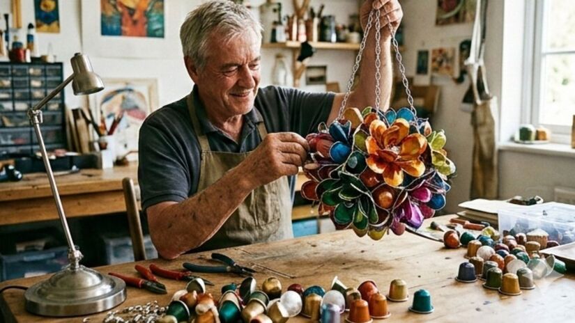 Do lixo à decoração: chaveiros, brincos, colares e mensageiros dos ventos estão entre as possibilidades de reaproveitamento do material. Imagem ilustrativa/Gemini