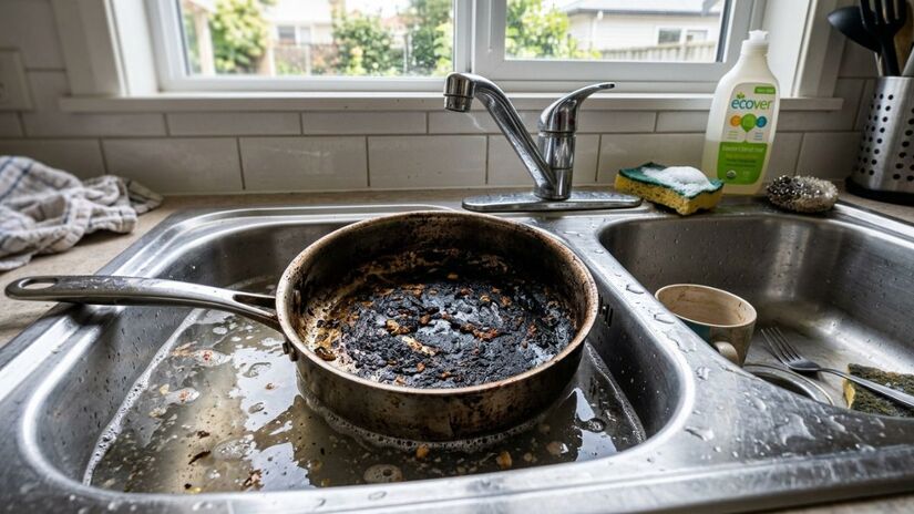 O sal funciona como abrasivo natural e ajuda a soltar resíduos grudados /Flow