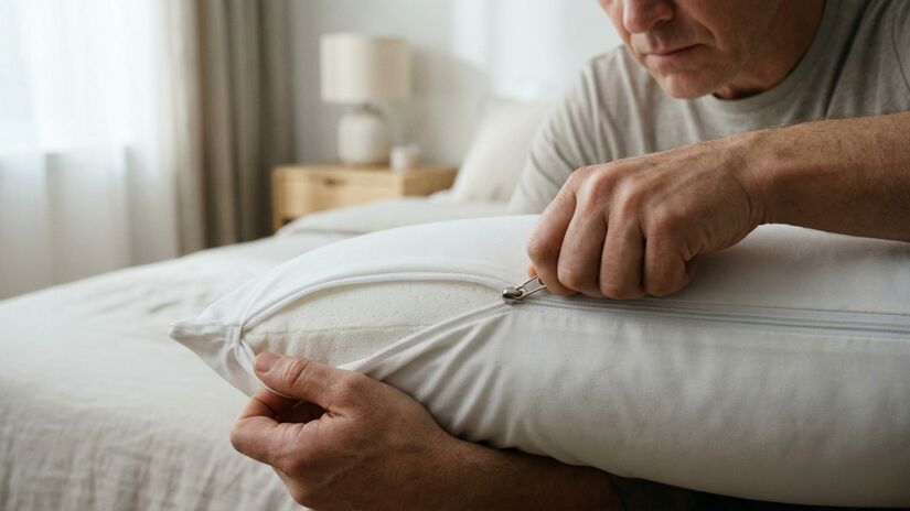 Barreiras físicas: o uso de capas antiácaro (com vedação total) em travesseiros e colchões é a forma mais eficaz de impedir a colonização da espuma / IA/Diário do Litoral
