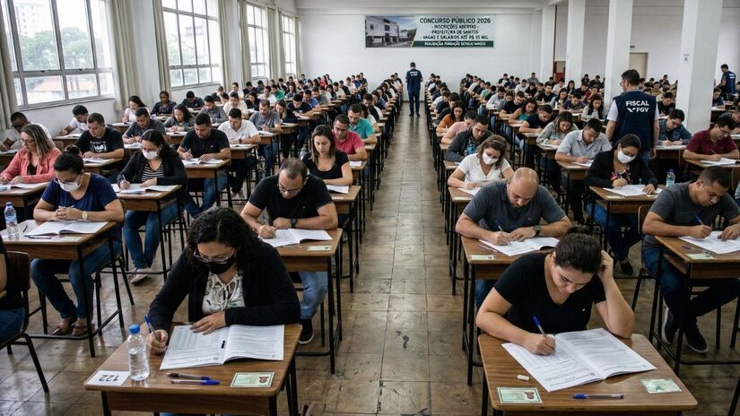 Com oportunidades que vão de níveis fundamental a superior, milhares de pessoas disputam cargos estratégicos em prefeituras, câmaras e Forças Armadas (Google Gemini/Imagem Gerada por IA)