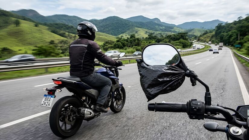 Na ausência de pano ou capacete, pode-se usar um saco plástico (Google Gemini/Imagem Gerada por IA)