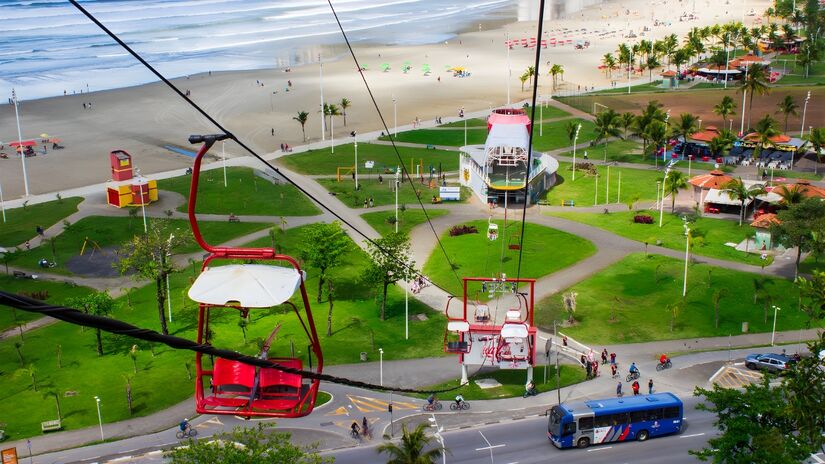 Telef&eacute;rico de S&atilde;o Vicente oferece uma vista panor&acirc;mica da Mata Atl&acirc;ntica e est&aacute; aberto todos os dias (PMSV/Divulga&ccedil;&atilde;o)