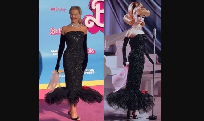 Cadê o rosa? Margot Robbie usa roupa preta na première do filme de Barbie;  saiba o motivo