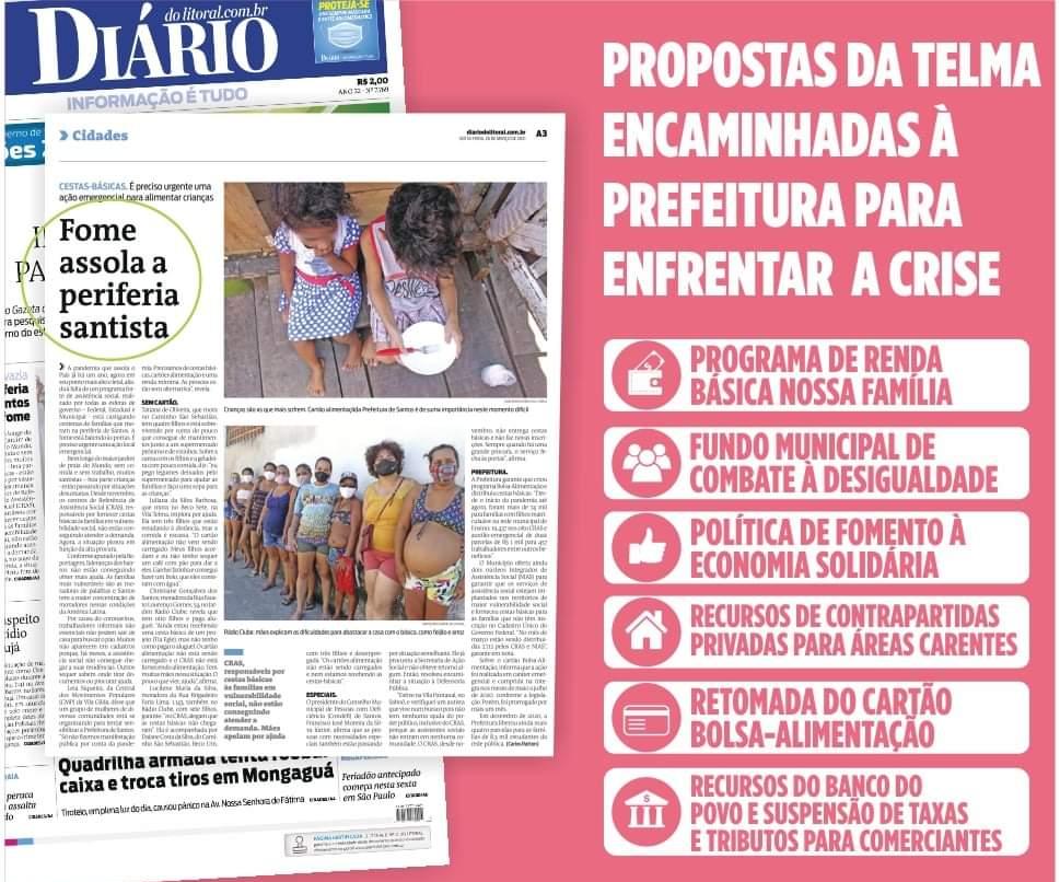 A vereadora Telma de Souza (PT) sugeriu medidas à Prefeitura usando reportagem do Diário