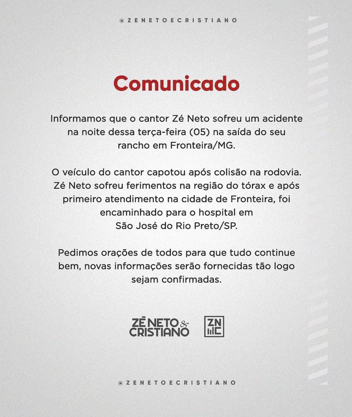 Comunicado Zé Neto