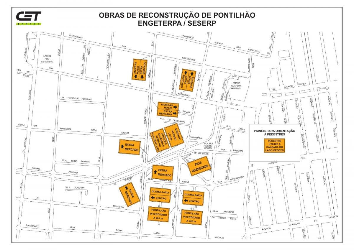 Obras em Santos irão alterar o trânsito