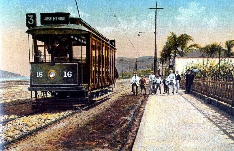 Primeiras linhas elétricas percorreram a orla, em 1909
