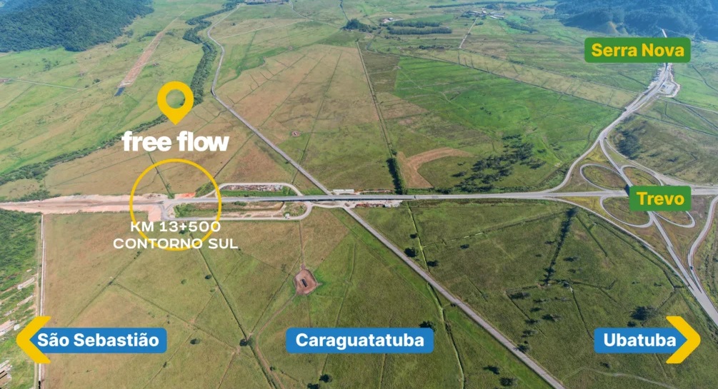 Novo pórtico do Free Flow Tamoios será inaugurado em novembro deste ano