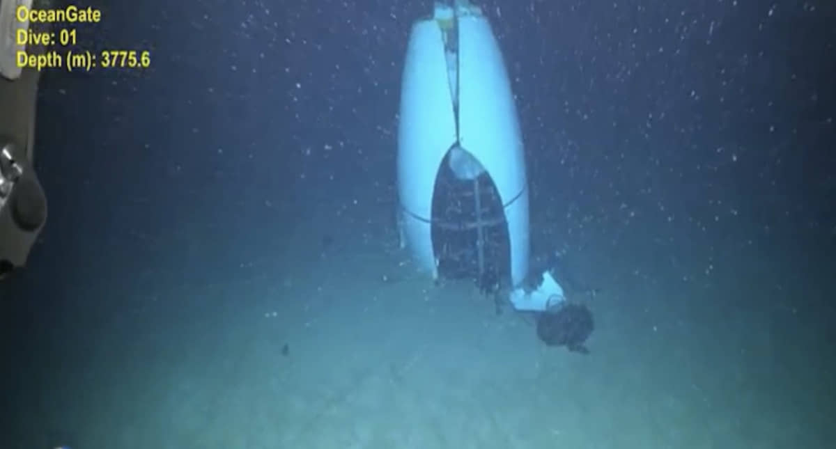 Submarino Titan, da OceanGate, após a implosão no fundo do mar