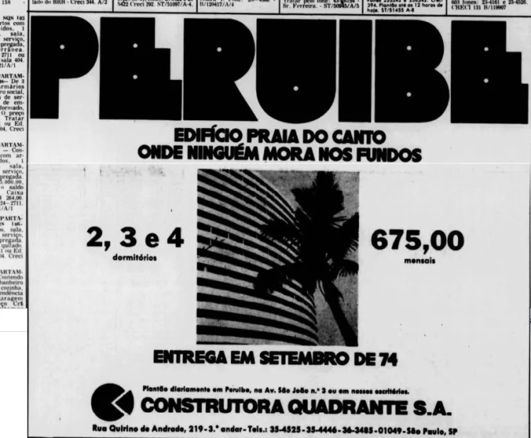 Anúncio em 09/09/73