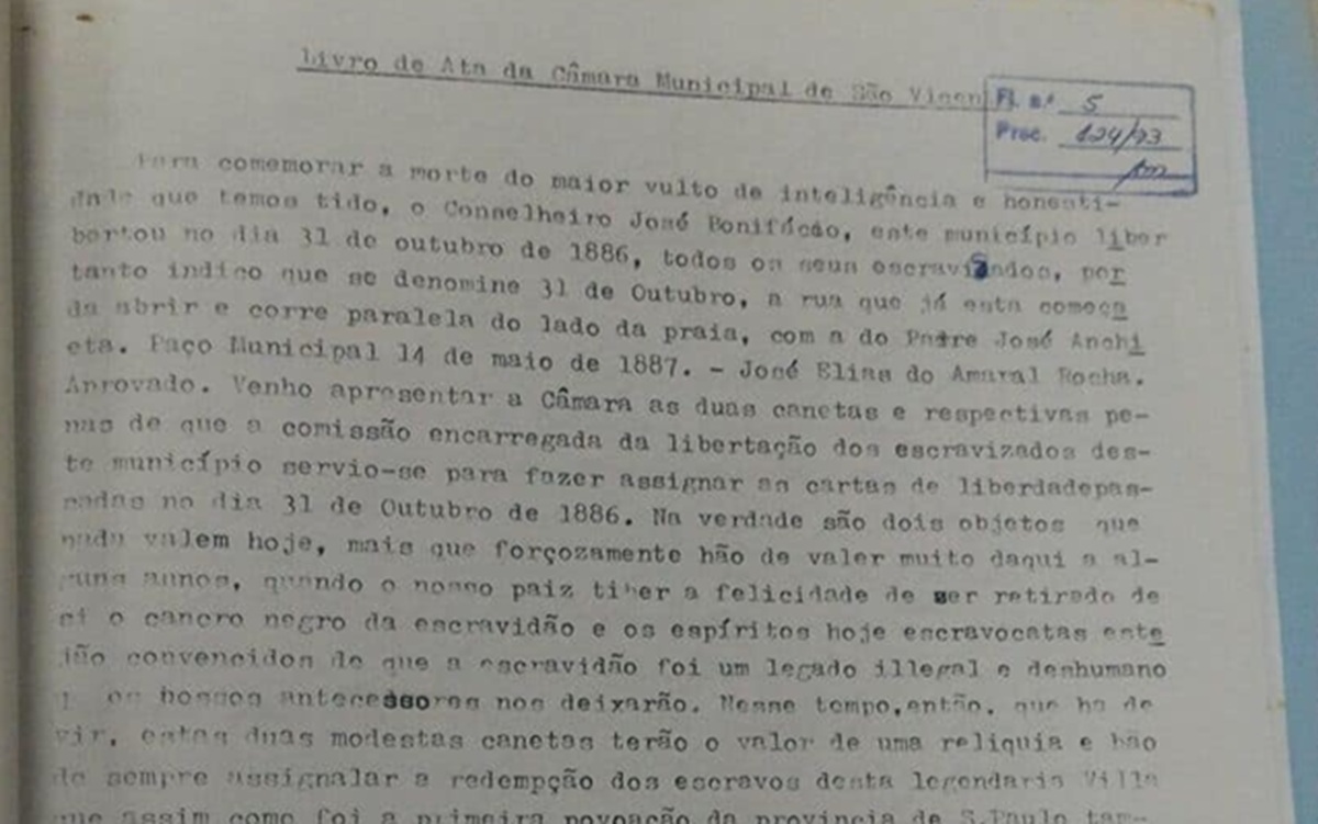 Trecho da ata datada de 14 de maio de 1887