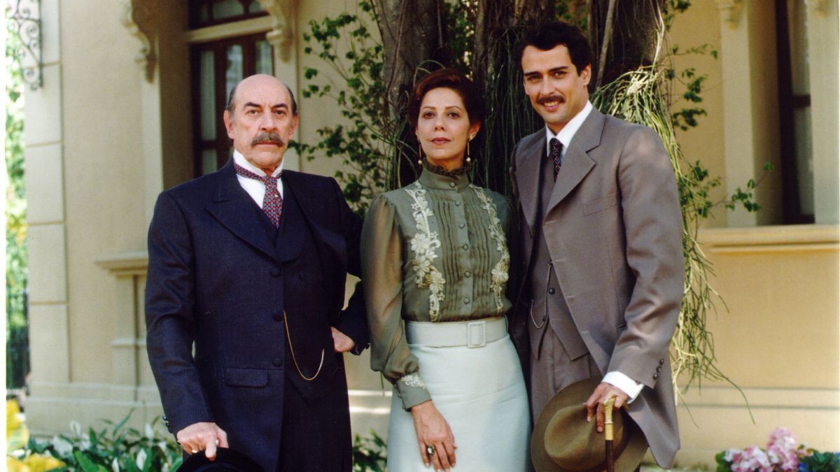 Francesco (Raul Cortez), Janete (Ângela Vieira) e Marco Antonio (Marcello Antony)