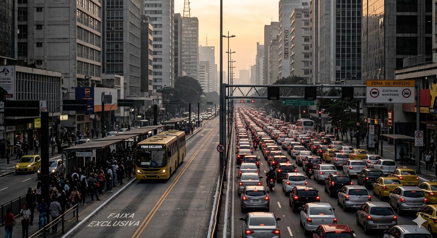  Cenário comum nas capitais: projeto de lei busca desestimular o uso do carro e investir no transporte coletivo como solução.