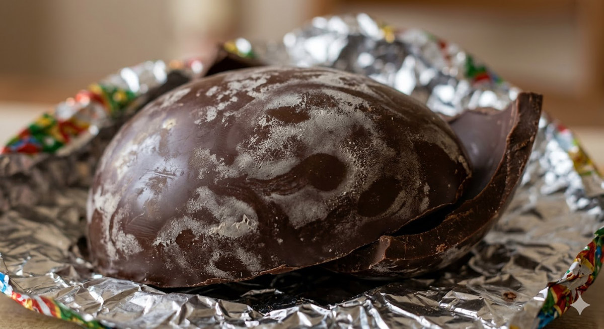 Ovo de Páscoa com mancha branca