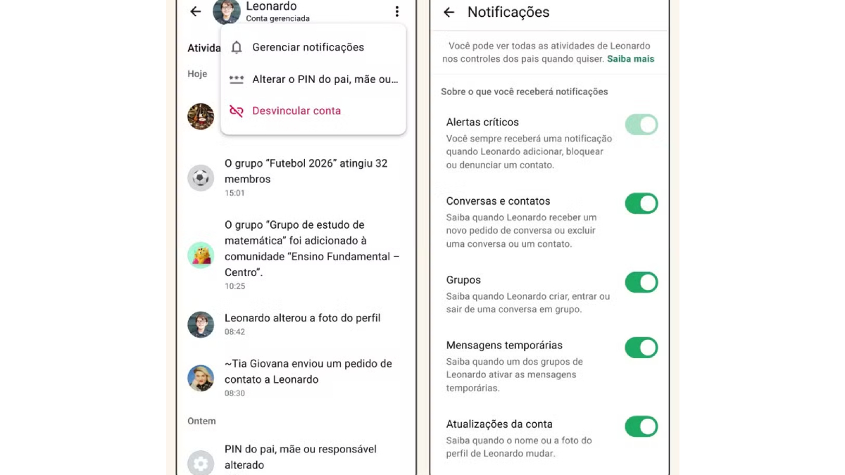 Controle parental do WhatsApp