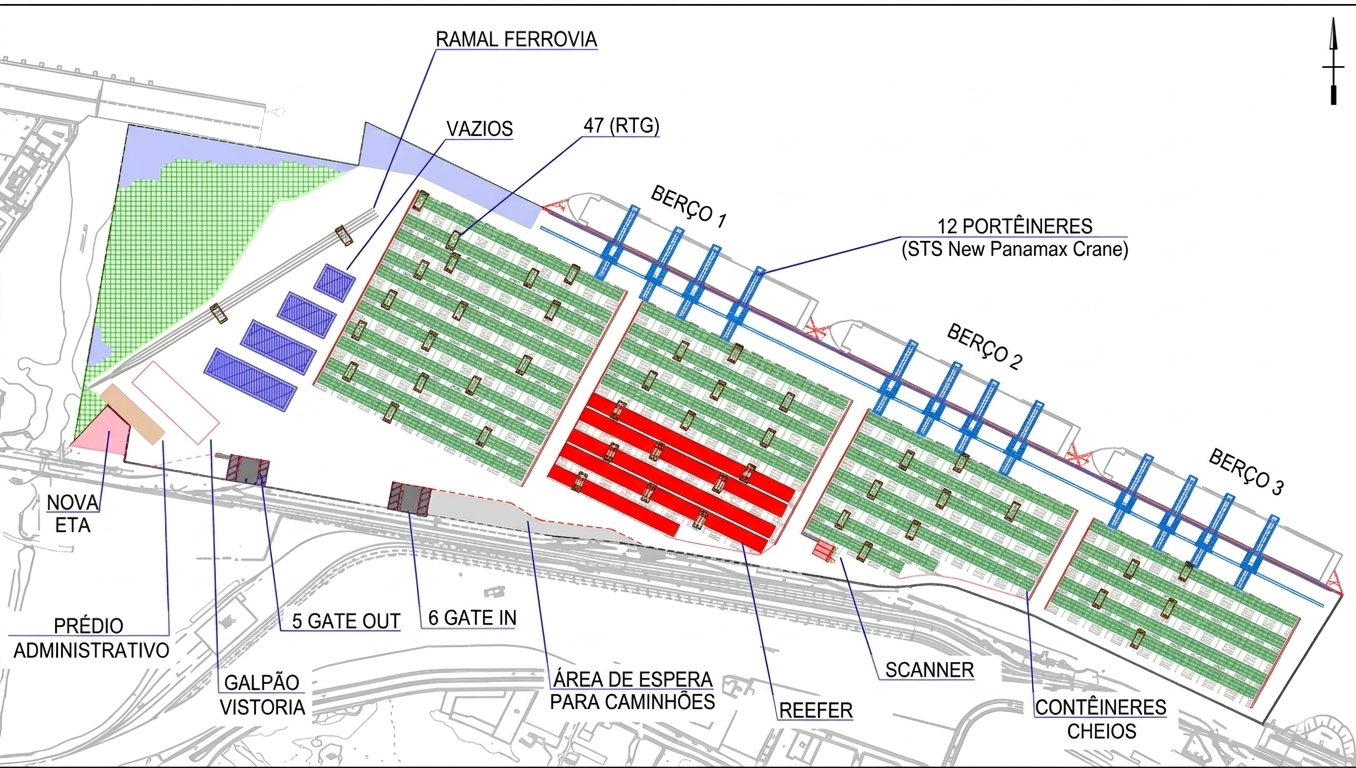 Megaterminal do Porto de Santos deve ser instalado na área do Saboó