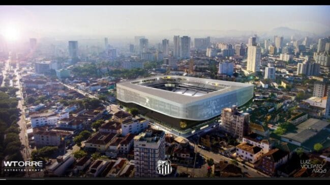 Foto ilustrativa do novo estádio do Santos Futebol Clube
