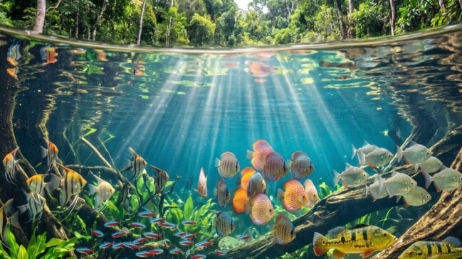 Santuários de cristal: a vida vibrante sob as águas claras da Amazônia