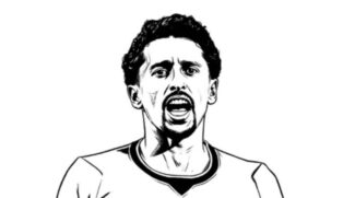 A imagem mostra uma gravura do zagueiro marquinhos