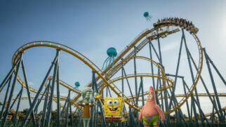 Imagem conceitual da nova montanha-russa do Beto Carrero, temática do desenho do Bob Esponja