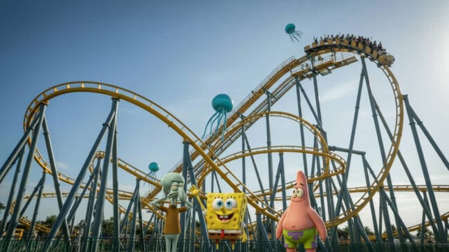 Imagem conceitual da nova montanha-russa do Beto Carrero, temática do desenho do Bob Esponja
