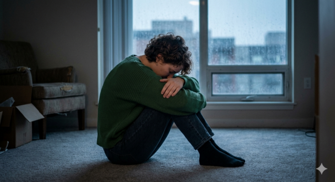 Homem triste e reprimido
