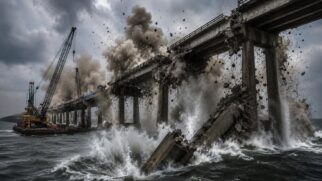 Ponte histórica de meio século afunda no oceano após demolição por uma boa causa