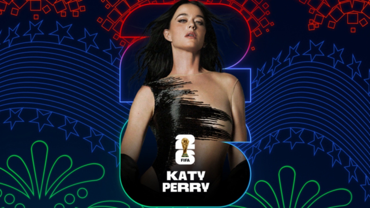 Cantora Katy Perry em poster de divulgação para Copa do Mundo de 2026